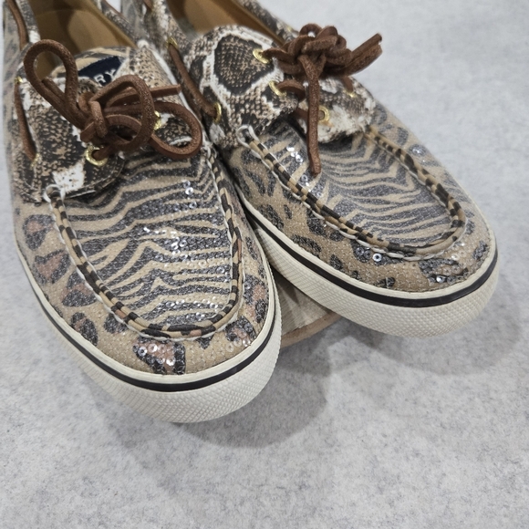 🐢 Sperry Top Sider Sequin Animal Print Boat Shoes Size 9 - Picture 9 of 12